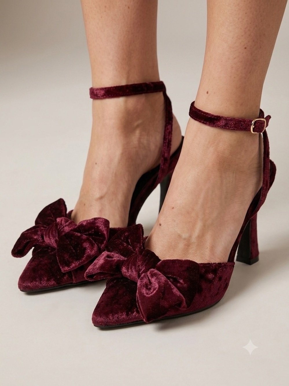 DV Dolce Vita Velvet Pointed Toe Bow Ankle Strap Pumps D’Orsay Merlot Wine 6